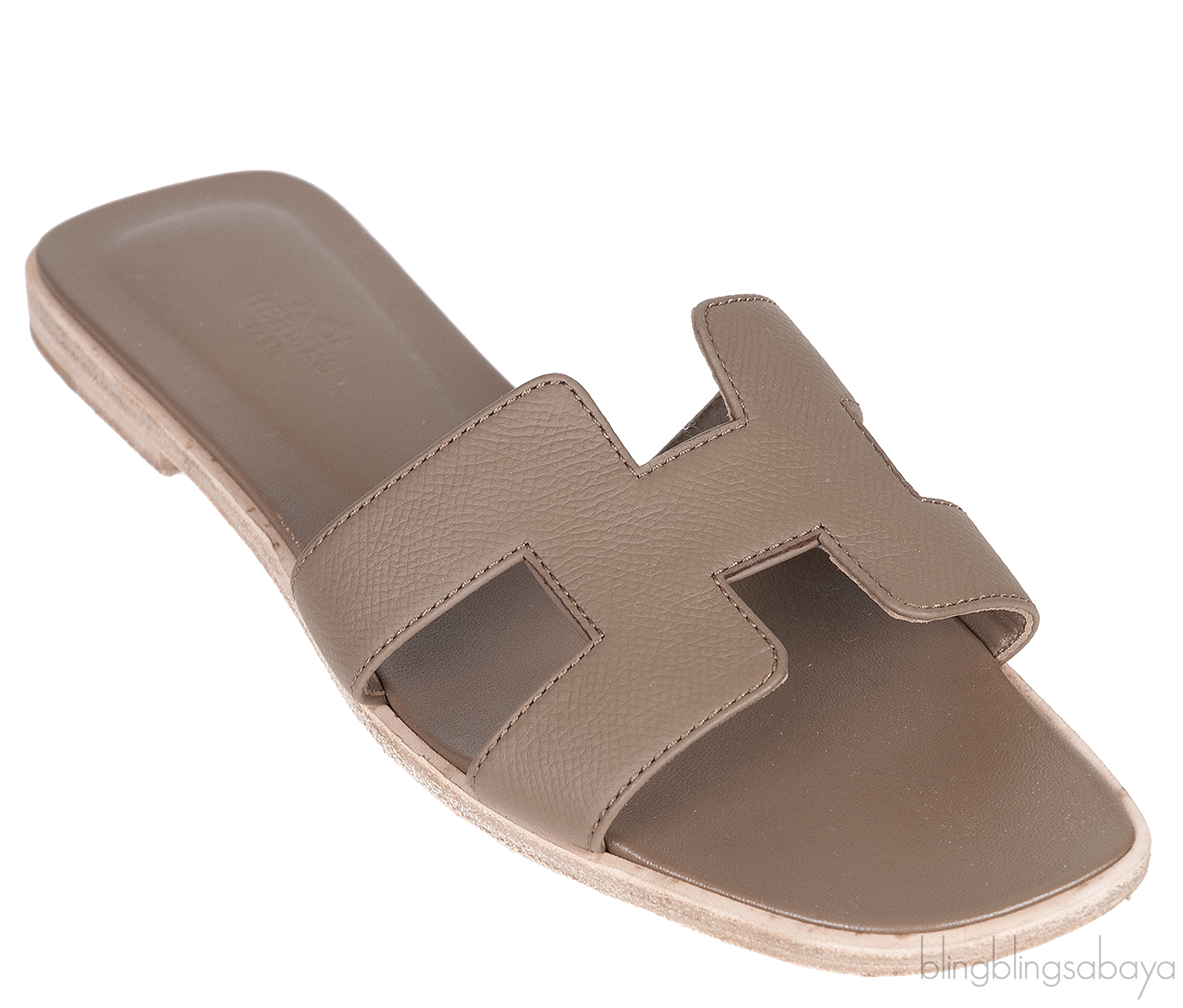 Oran Grey Epsom Slide Sandals
