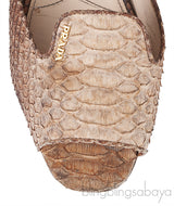Brown Python Open Toe Slide Sandals 38