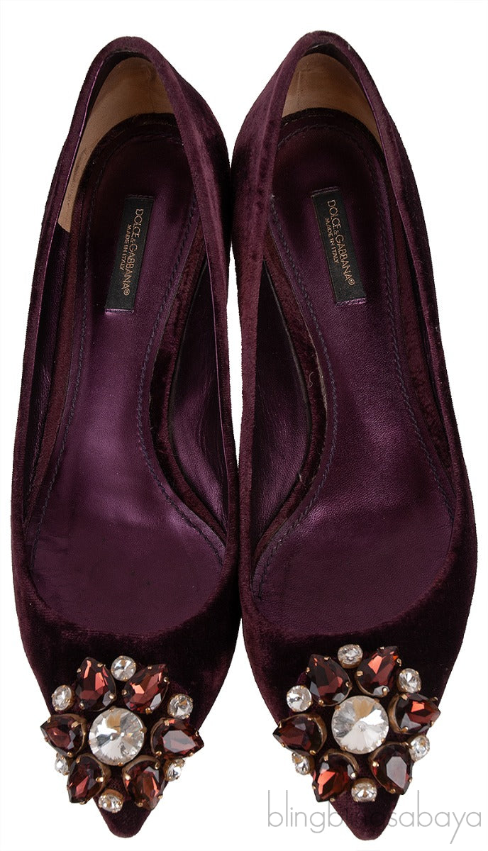 Dark Purple Velvet Mini Kitten Heels