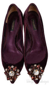 Dark Purple Velvet Mini Kitten Heels
