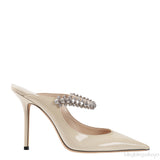 Off-white Bing 100 Crystal-Embellished Patent Leather Mules