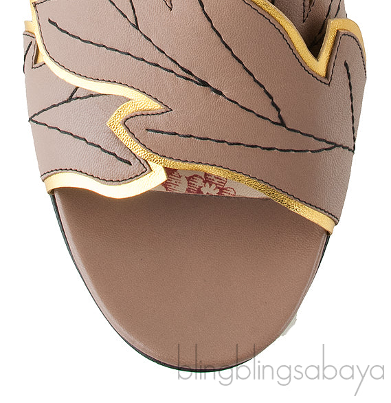 Leaf Gold Serpent Heel Slide Mule