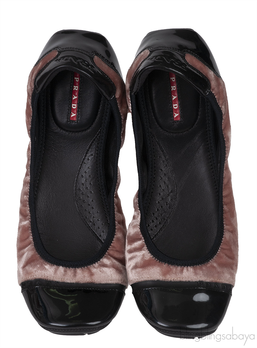 Prada Sport Beige Velvet Ballet Flats