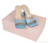 Ocean Blue Crystal Embellished Star Mules