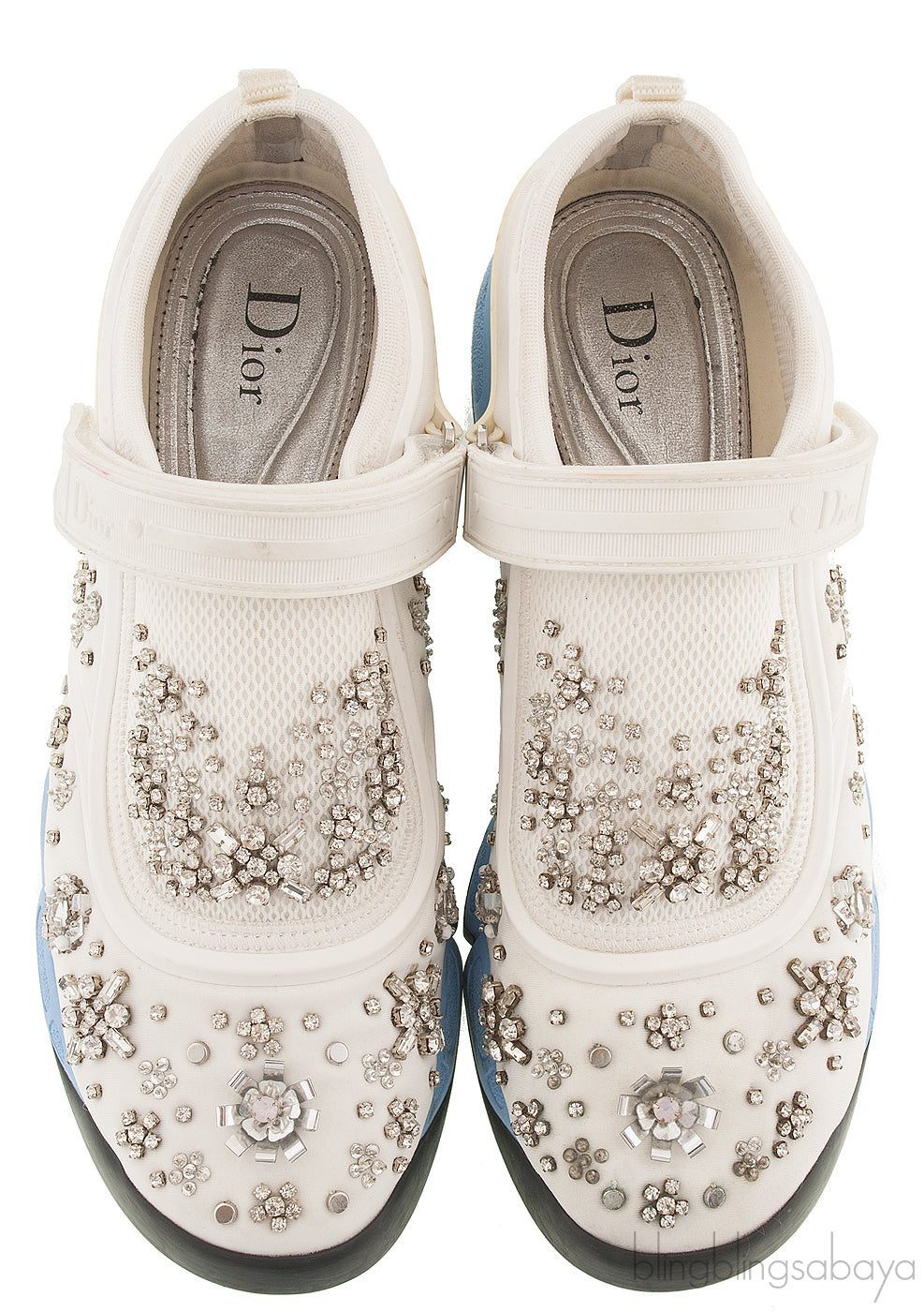 White Crystal Embellished Sneakers