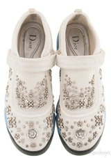 White Crystal Embellished Sneakers
