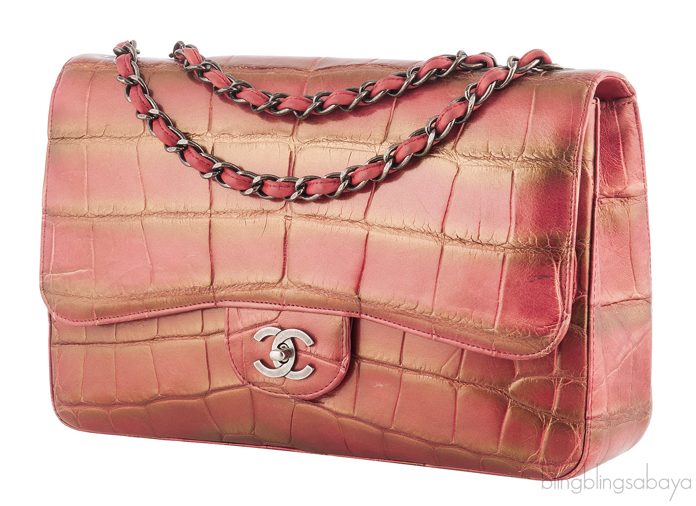 Red Brick Metallic Gold Crocodile