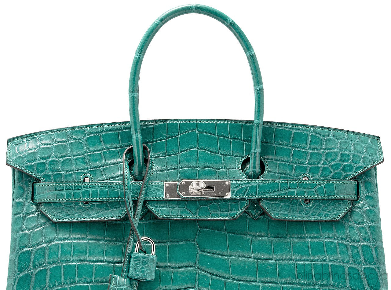 Birkin 35 Malachite Matte Crocodile