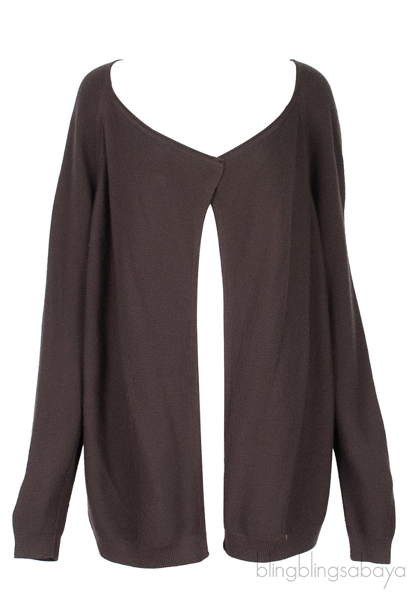 Dark Brown Knit Long Sleeves Cardigan