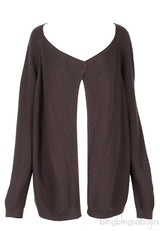 Dark Brown Knit Long Sleeves Cardigan