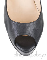 Black Matte Peep Toe Pump