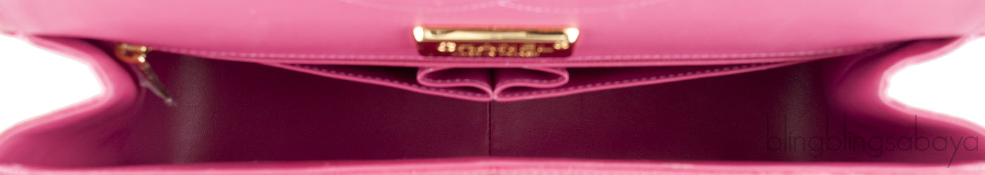 Fuchsia Crocodile Jumbo Flap Bag
