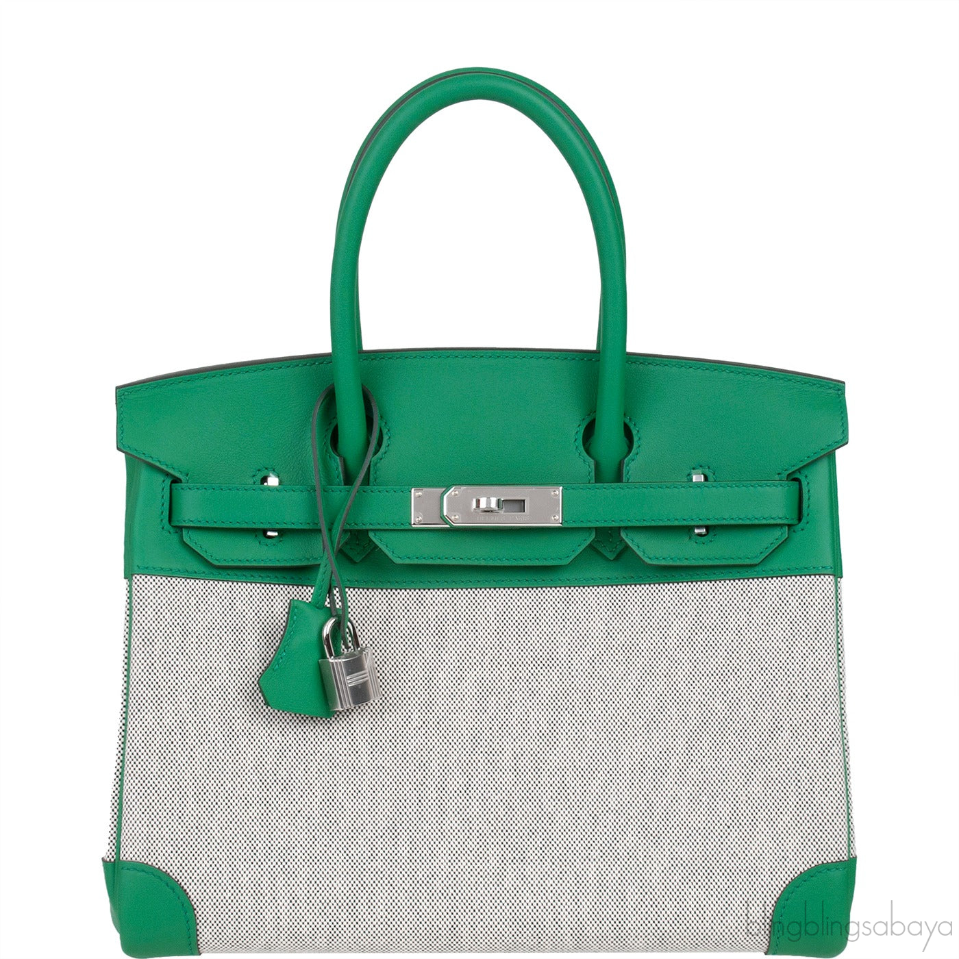 Birkin 30 Toile H Swift Vert Vertigo Ecru Noir PHW