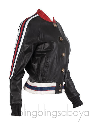 Gucci Black Hollywood Bomber Leather Jacket
