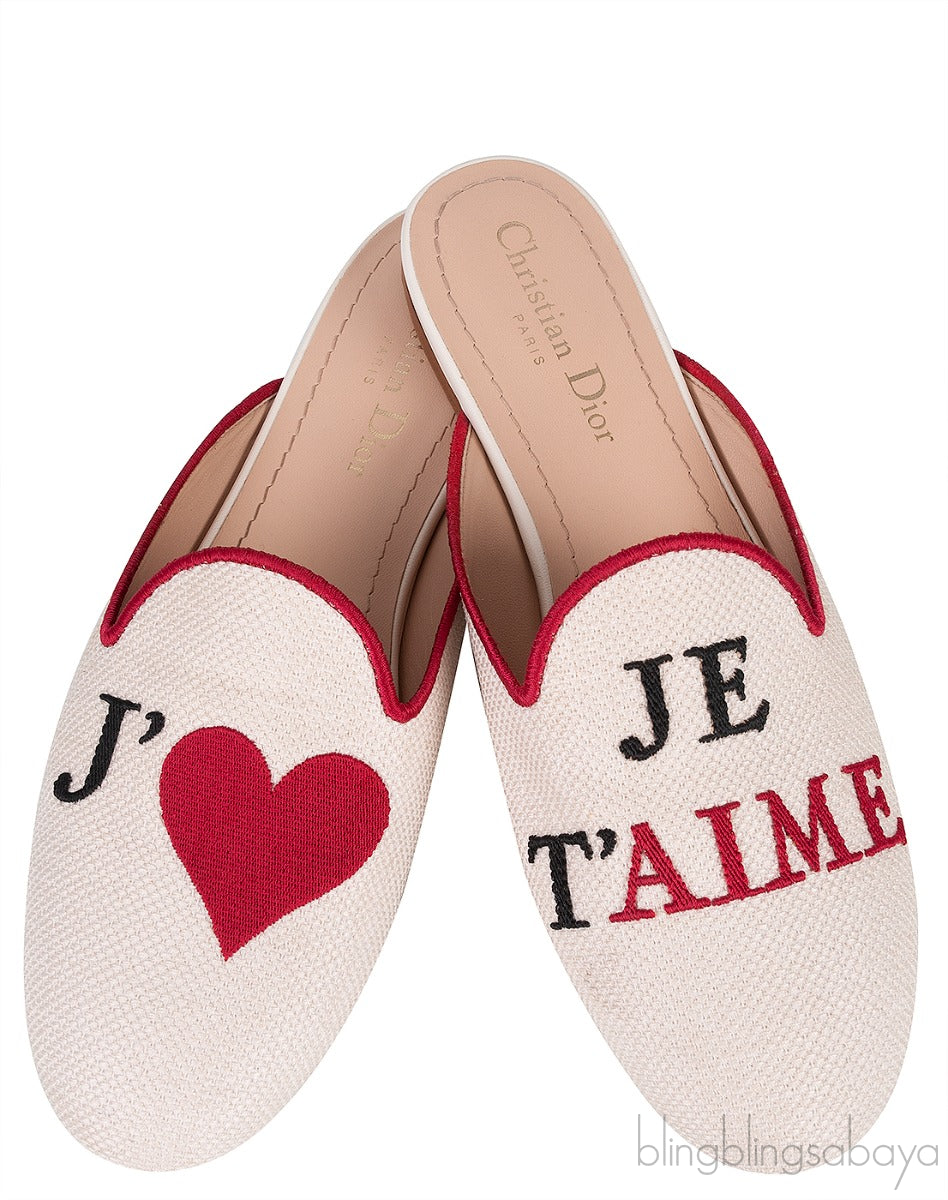 Dior Je T'aime Canvas Mules Beige