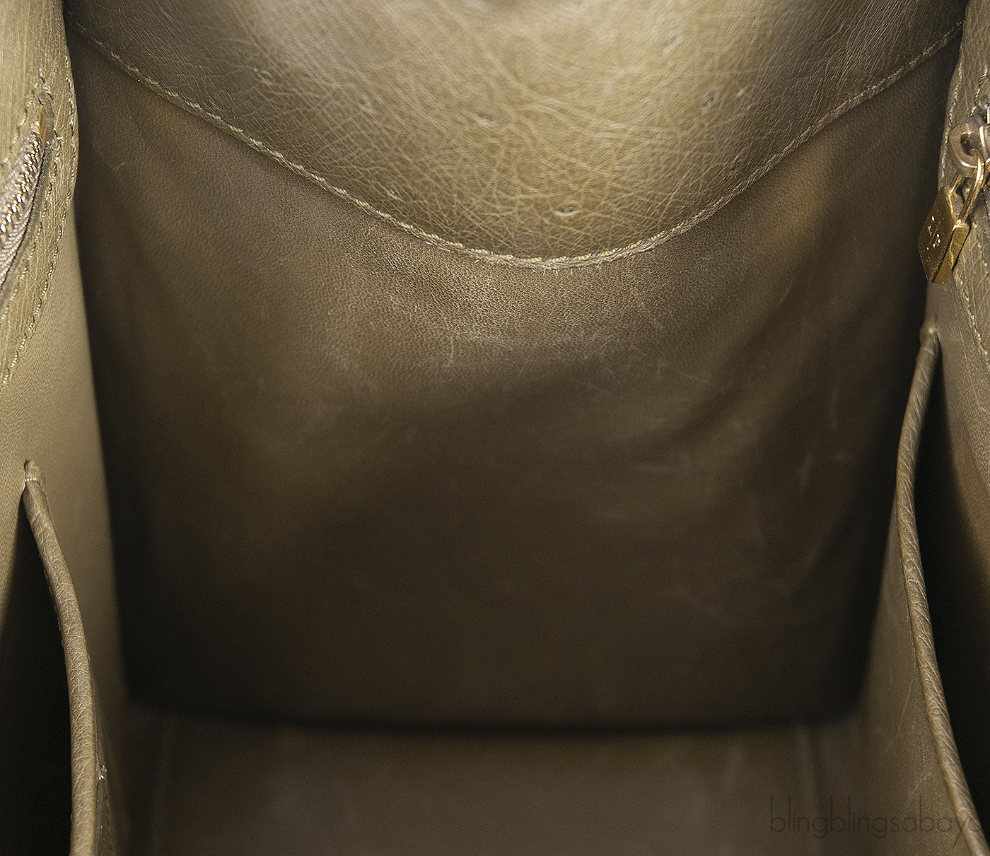 Olive Green Ostrich Top Handle Bag