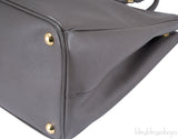 Grey Saffiano Double Zip Bag GHW