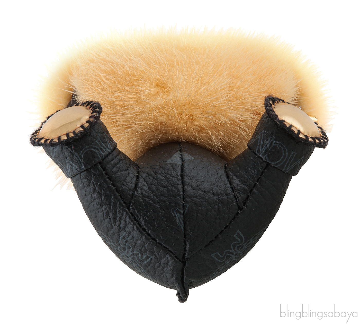 MCM Black Printed Rabbit Heart Fur Charm