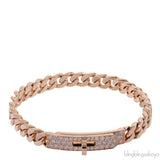 Hermes Kelly Gourmette Link 18k Rose Gold Diamonds Bracelet