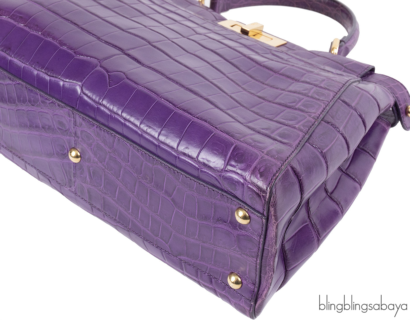 Fendi Purple Crocodile Medium Peekaboo GHW
