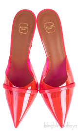Neon Pink Pointed Toe PVC Mule