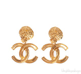 Chanel Vintage CC  1995 Dangle Gold Plated Earrings