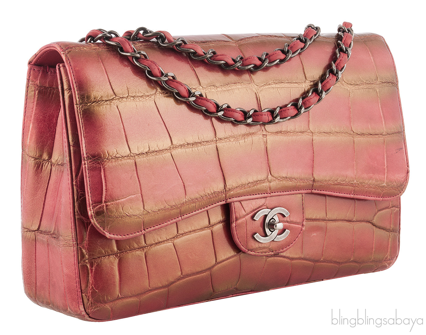 Red Brick Metallic Gold Crocodile