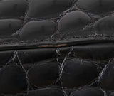 Black Crocodile Top Handle Bag