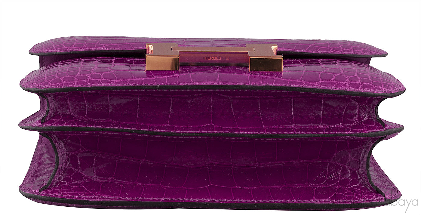 Constance III Mini Rose Pourpre Crocodile