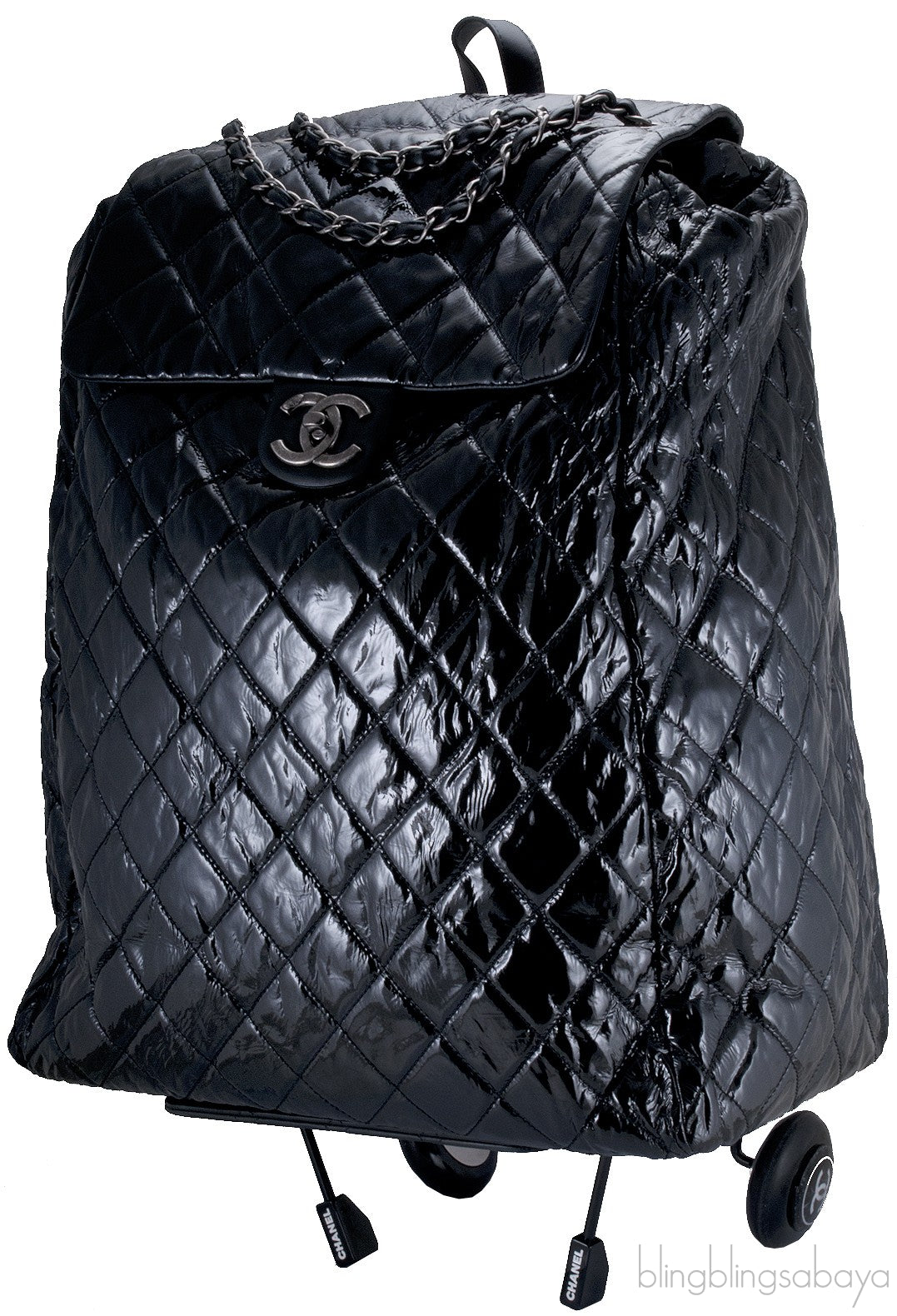 Black Quilted Shopping Trolley Bag