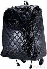 Black Quilted Shopping Trolley Bag