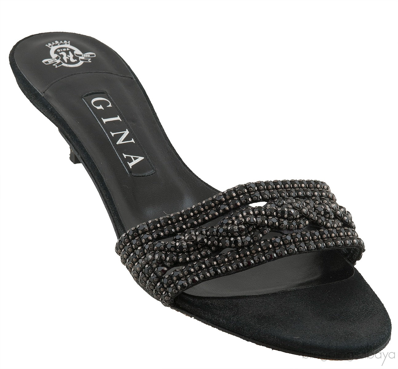 Black Crystal Mule Sandals