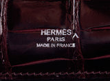 Kelly Cut Porosus Crocodile Bordeaux