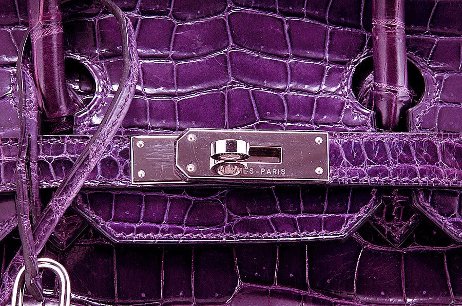 Birkin 35 Amethyst Porosus Crocodile