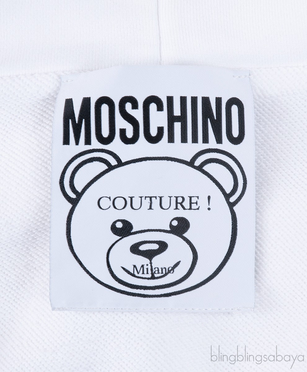 White Reverse Embroiderie Bear Hoodie