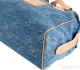 Chopard Blue Denim Distressed Logo Shoulder Bag