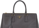 Grey Saffiano Double Zip Bag GHW