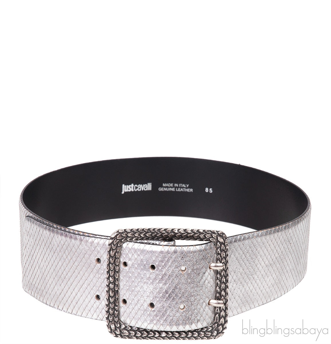 Silver Snake Effect Wide Belt