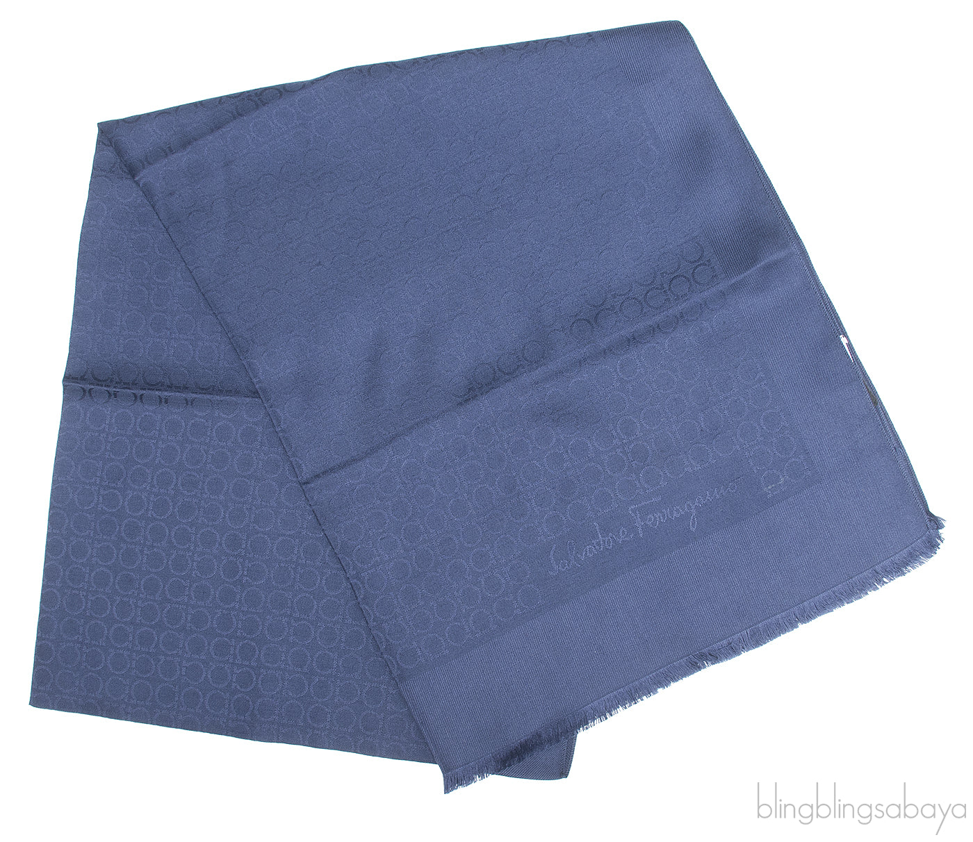 Dark Blue Logo Printed Scarf