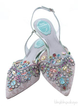 Multicolor Stone Mesh Slingback Sandals