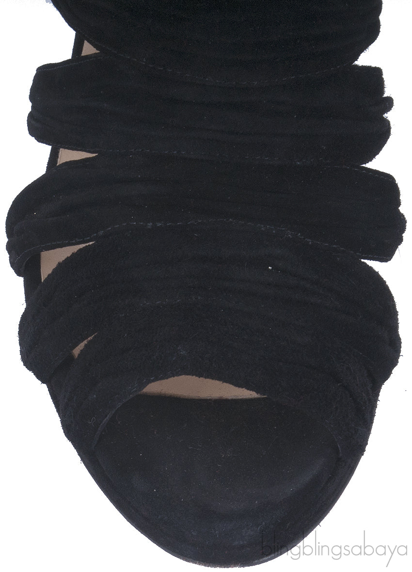 Black Suede Cut-out Leather Pump