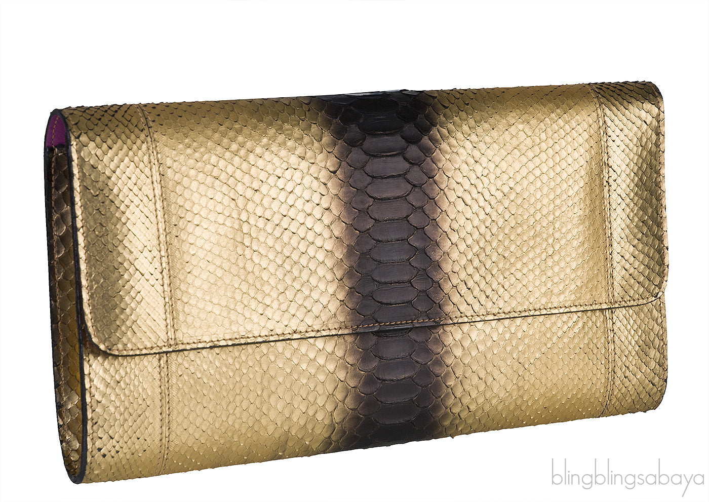 Gold & Black Python Clutch