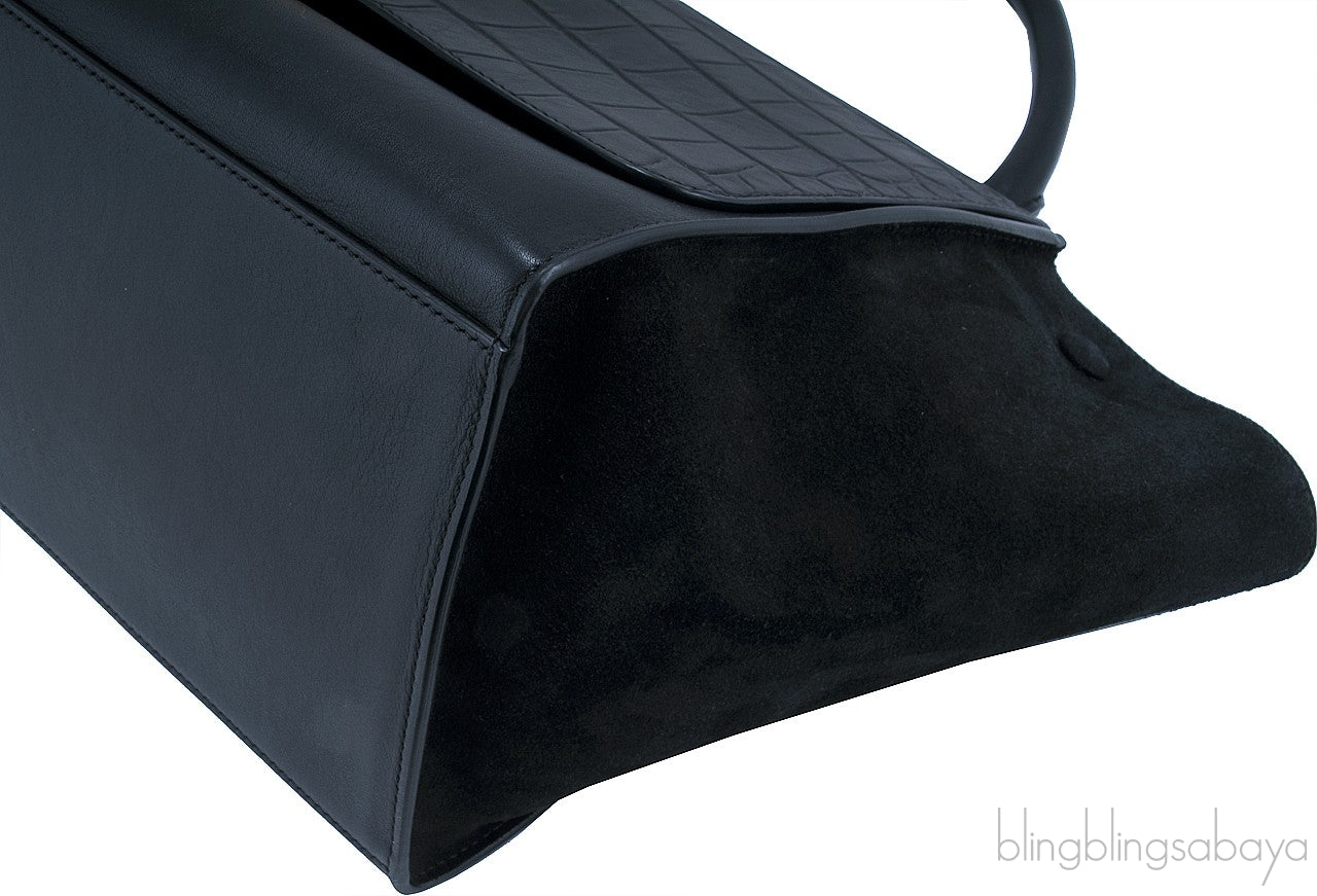 Trapeze Luggage Black Croco Print