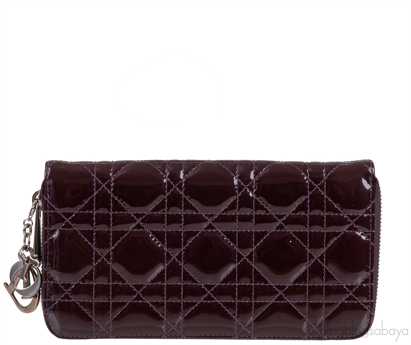 Dior Plum Cannage Patent Continental Wallet