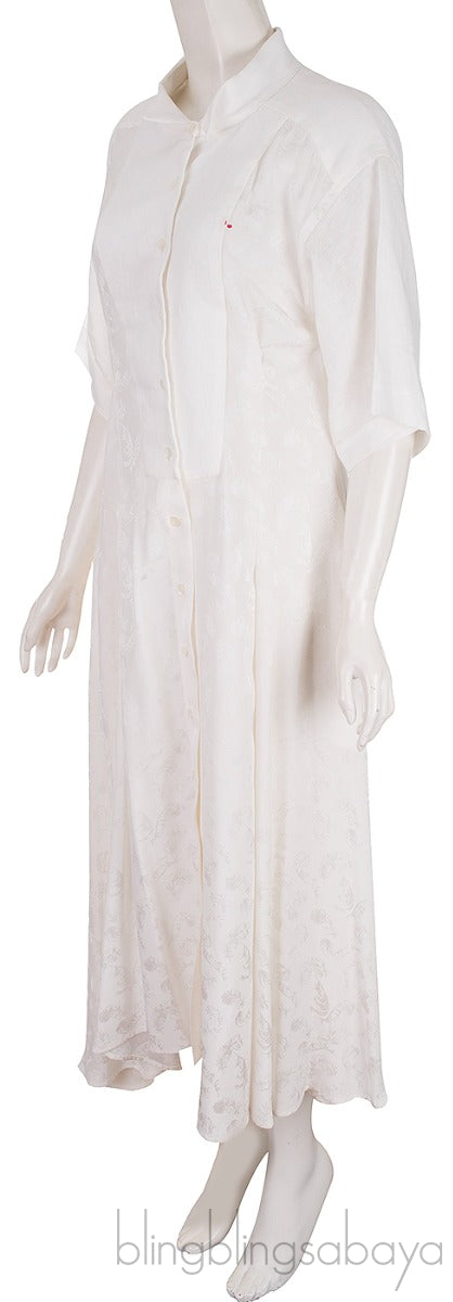 White Printed Asymmetric Dress