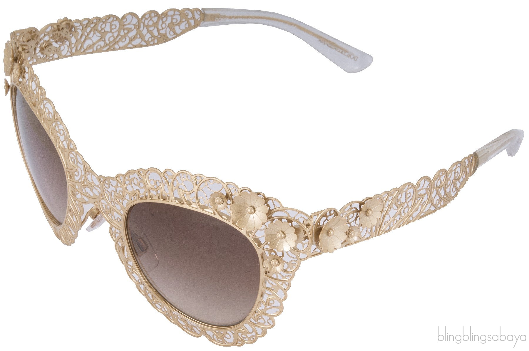 Cat Eye Filigree Gold Tone Sunglasses