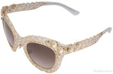 Cat Eye Filigree Gold Tone Sunglasses