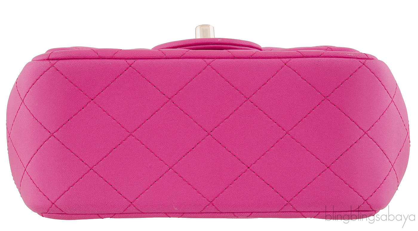 Fuchsia Quilted Mini Flap Bag