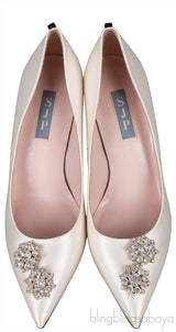 Off-white Satin Crystal Emb. heels