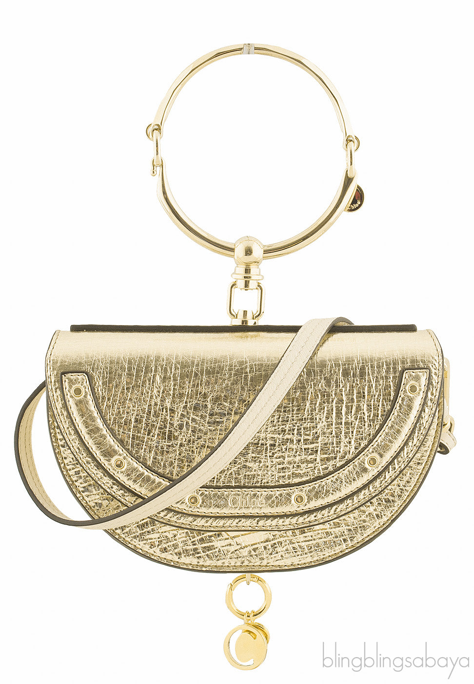 Metallic Gold Nile Minaudiere Clutch